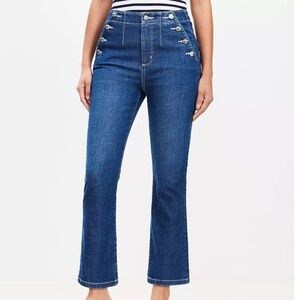 Curvy High Rise Sailor Kick Crop Jeans in Classic Mid Wash